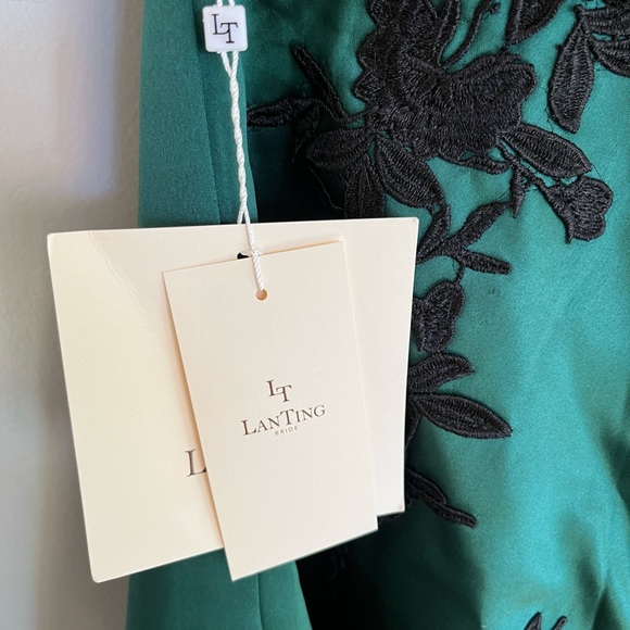 NWT, beautiful green satin retro gown - Picture 3 of 11